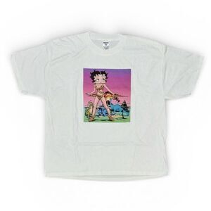 Betty Boop parody T Shirt One Million Years B.C. 2XL Rare White Fur Bikini Cave
